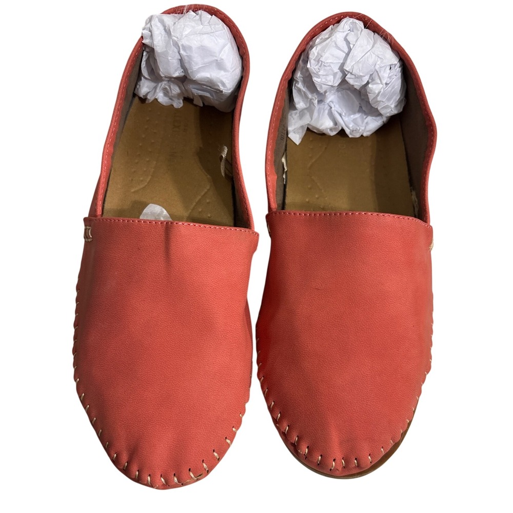 Alexis Bendel Jolie Coral Orange Whipstitch Slip On Loafers Womens 10 Flat Shoes